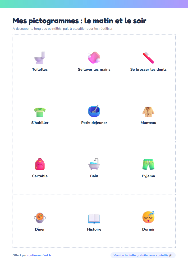 Aperçu : Pictogrammes de routine à imprimer